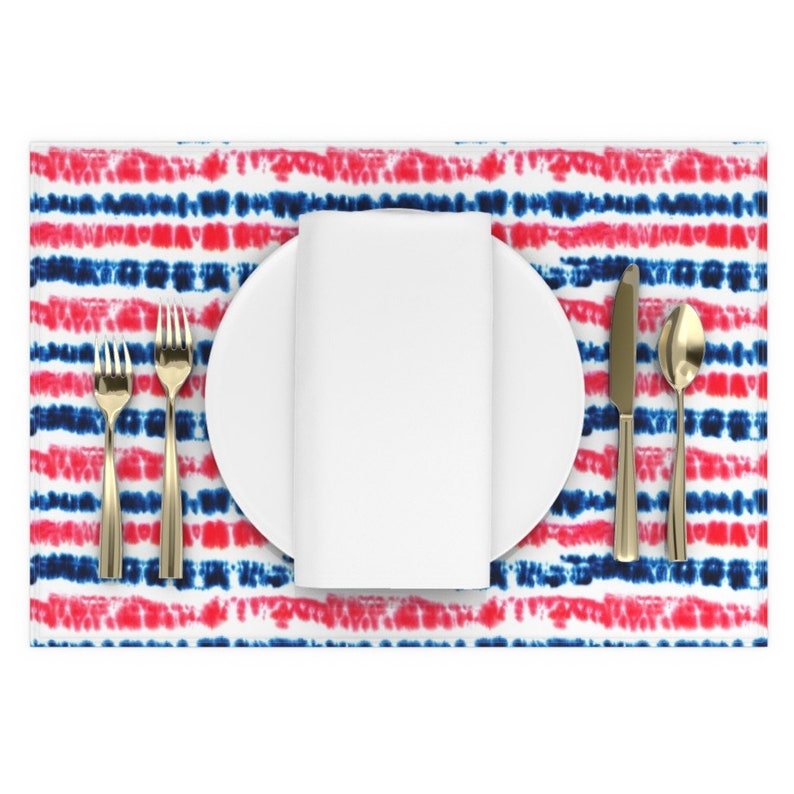 July 4th Placemats set of 2 Red and Blue Tie Dye by Etsy