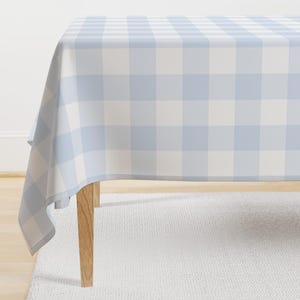 Blue Pastel Buffalo Tablecloth - Chambray Blue Gingham by dept_6 - Large Scale Pale Picnic Gingham Cotton Sateen Tablecloth by Spoonflower