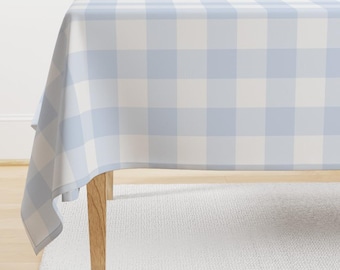 Blue Pastel Buffalo Tablecloth - Chambray Blue Gingham by dept_6 - Large Scale Pale Picnic Gingham Cotton Sateen Tablecloth by Spoonflower
