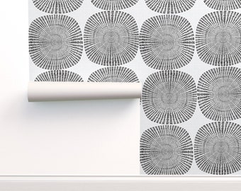 Midcentury Mod Commercial Grade Wallpaper - Totalmente de fleabat - Fondo de pantalla monocromo abstracto a gran escala Double Roll de Spoonflower