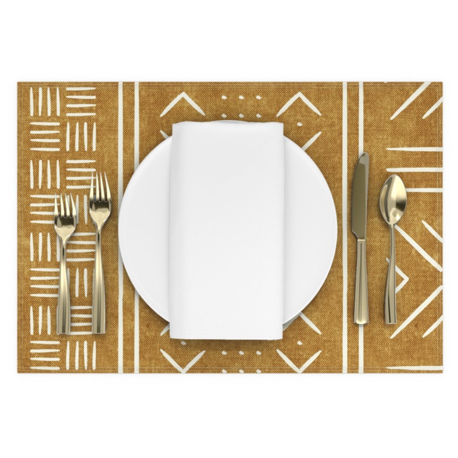Mustard Gold Placemats set of 2 Mudcloth Tribal by Etsy