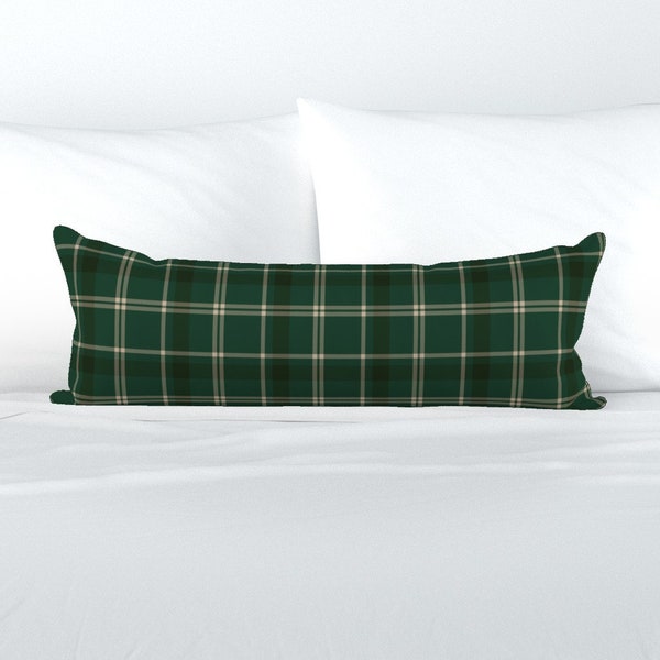 Winter Plaid XL Lumbar Pillow - Classic Green Plaid by into_the_woods_design - Christmas  Extra Large Rectangle Lumbar Pillow by Spoonflower