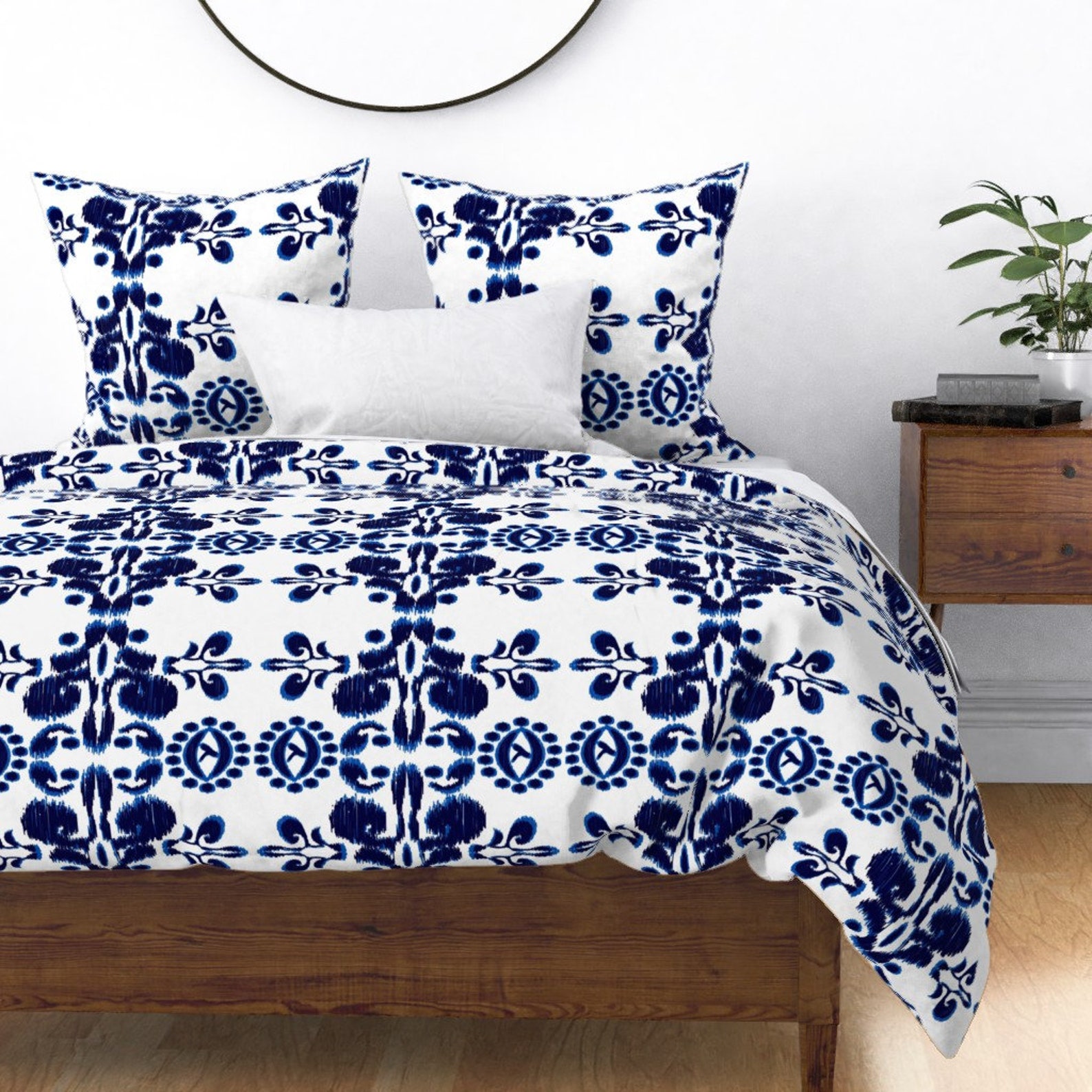 Indigo Blue Duvet Cover Ikat Blue and White by Etsy