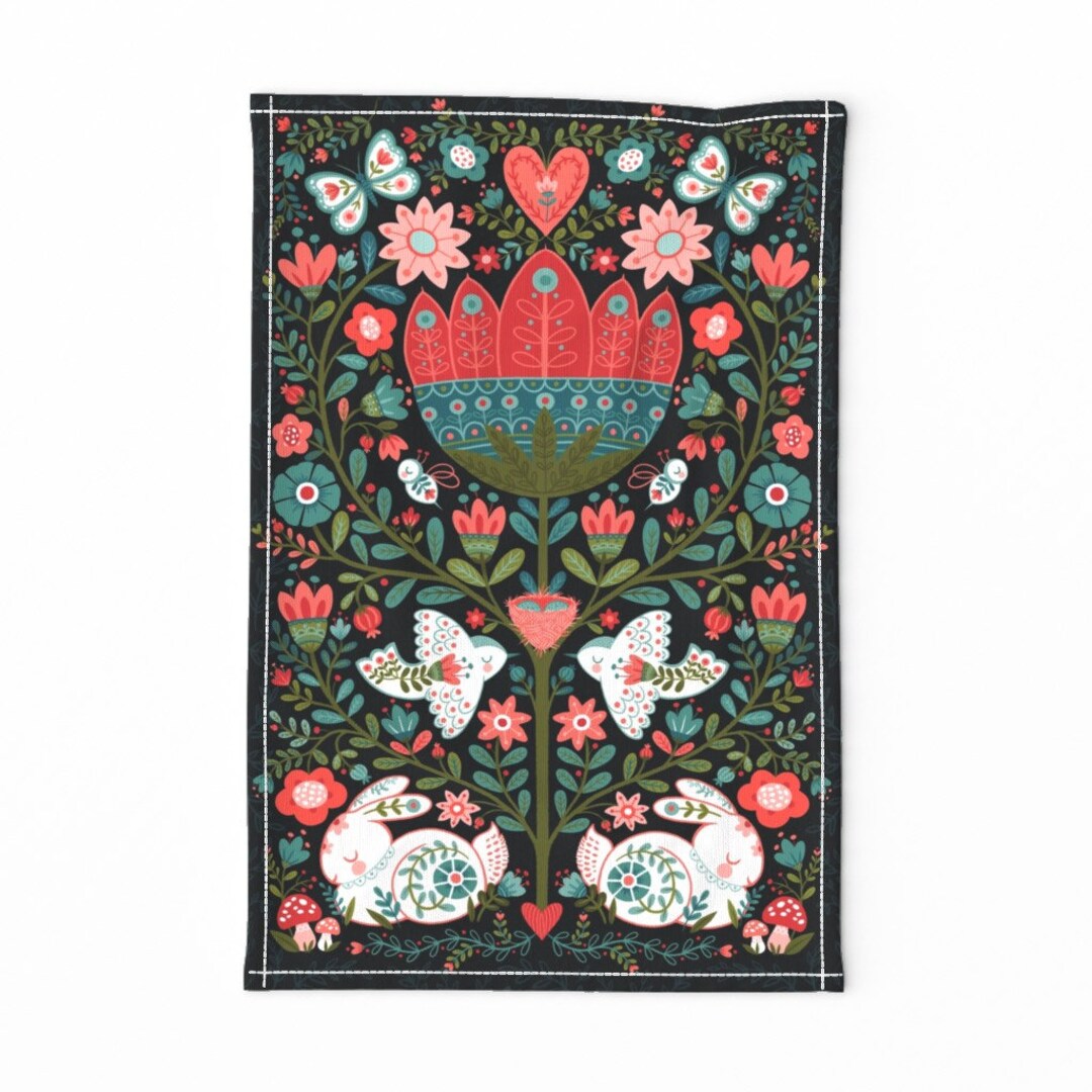 Folk Art Tea Towel - Folk Love by Lauralauralogan_com - Scandinavian ...