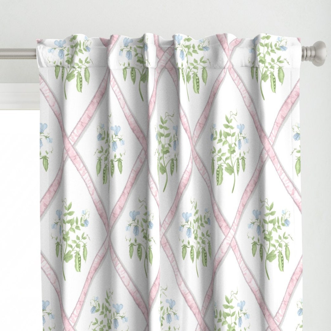 Pink Trellis Curtain Panel Eloise by Danika_herrick Etsy