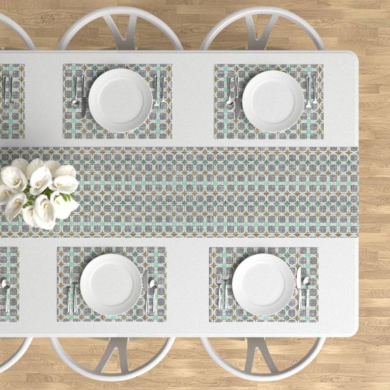 - Danish Modern Jade by joanmclemore Circles Jade Aqua Danish Modern 1960 Cloth Placemats by Spoonflower Geometric Placemats Set of 4