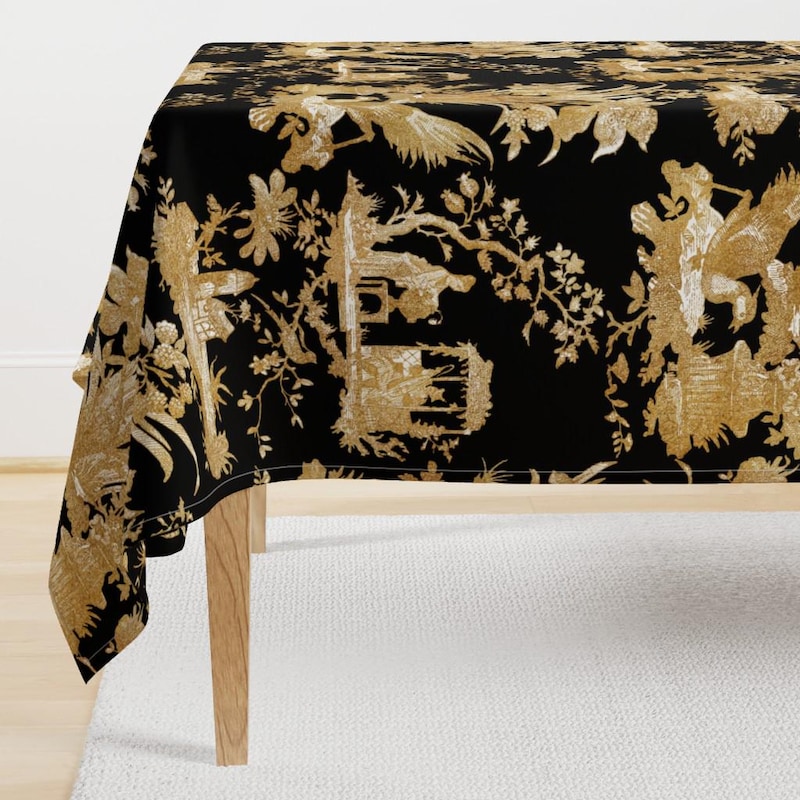 Black and Gold Cloth Tablecloth - Etsy