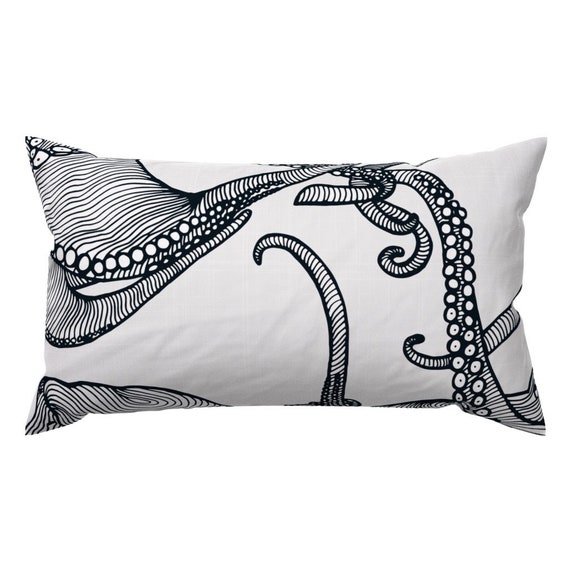 Octopus Accent Pillow Cephalopod by Patricia_braune Marine Sea Creatures  Sea Life Octopi Rectangle Lumbar Throw Pillow by Spoonflower 