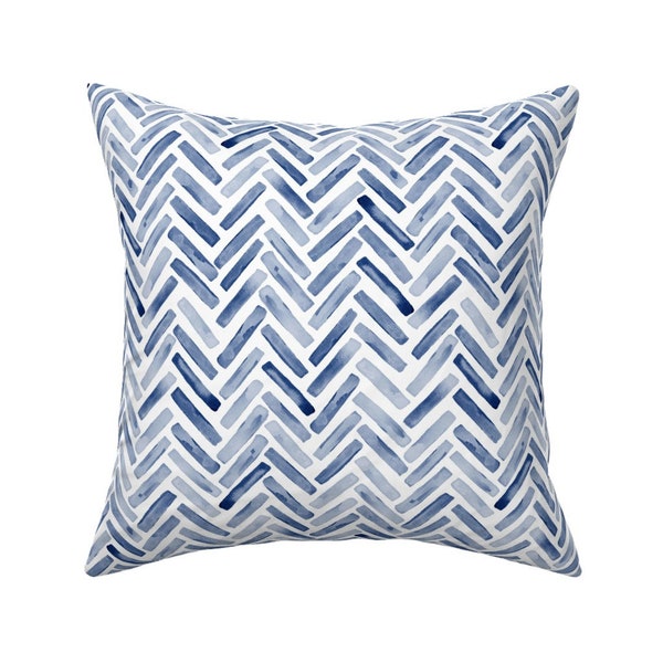Blue Chevron Pillow Etsy