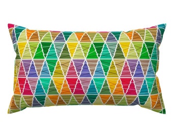 Home Lumbar Pillow - Tree Christmas Xmas Santa Bright Rainbow Celebrations Rectangle Accent Throw Pillow - Christmas Trees by analinea