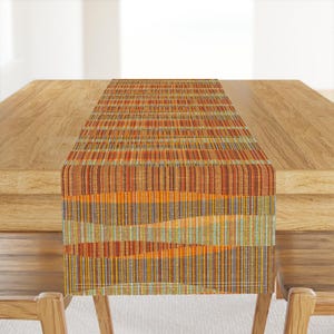 Mid Century Table Runner - Mid Mod Lines by theodesign - Horizons Desert Faux Texture Bohemian 50s Cotton Sateen Table Runner by Spoonflower
