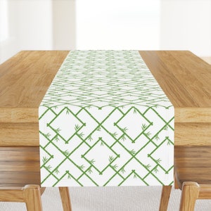Botanical Table Runner - Bamboo by yesterdaycollection - Chinoiserie Trellis Chinese Inspired Cotton Sateen Table Runner by Spoonflower