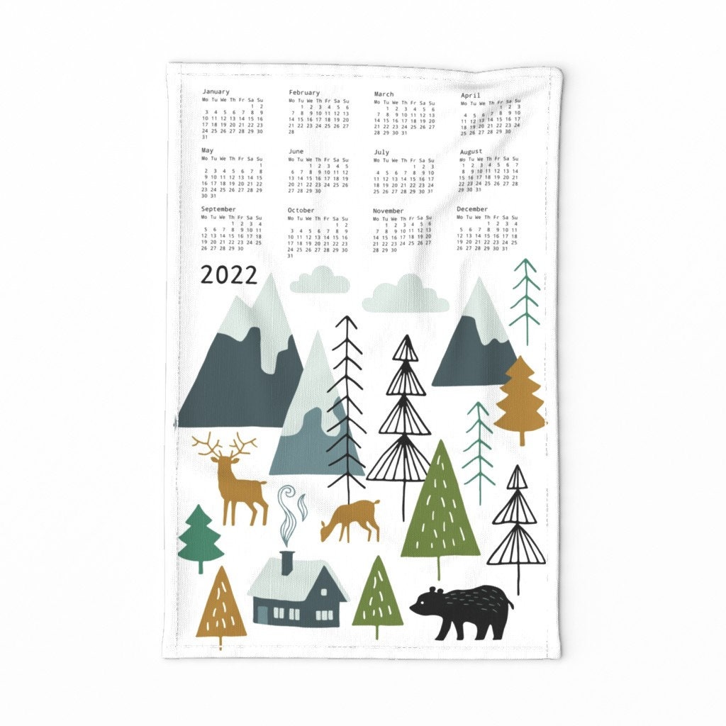 Wild Adventures Calendar 2022 2022 Calendar Tea Towel Winter Alps Adventure Calendar 2022 | Etsy Ireland