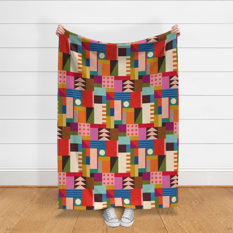 Abstract Color Block Throw Blanket Shapes by Katerhees Complementary