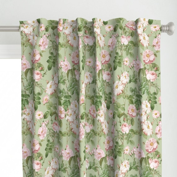 Romantische Rosen Vorhang Panel - Vintage Blumen Antike Englisch Rose Botanischer Garten Cottage Panel - Redout Rosen von utart