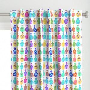 Equestrian Curtain Panel - Colorful Jockey Silks by shellyreneedesigns - Derby Horse Racing Jockey Custom Curtain Panel by Spoonflower