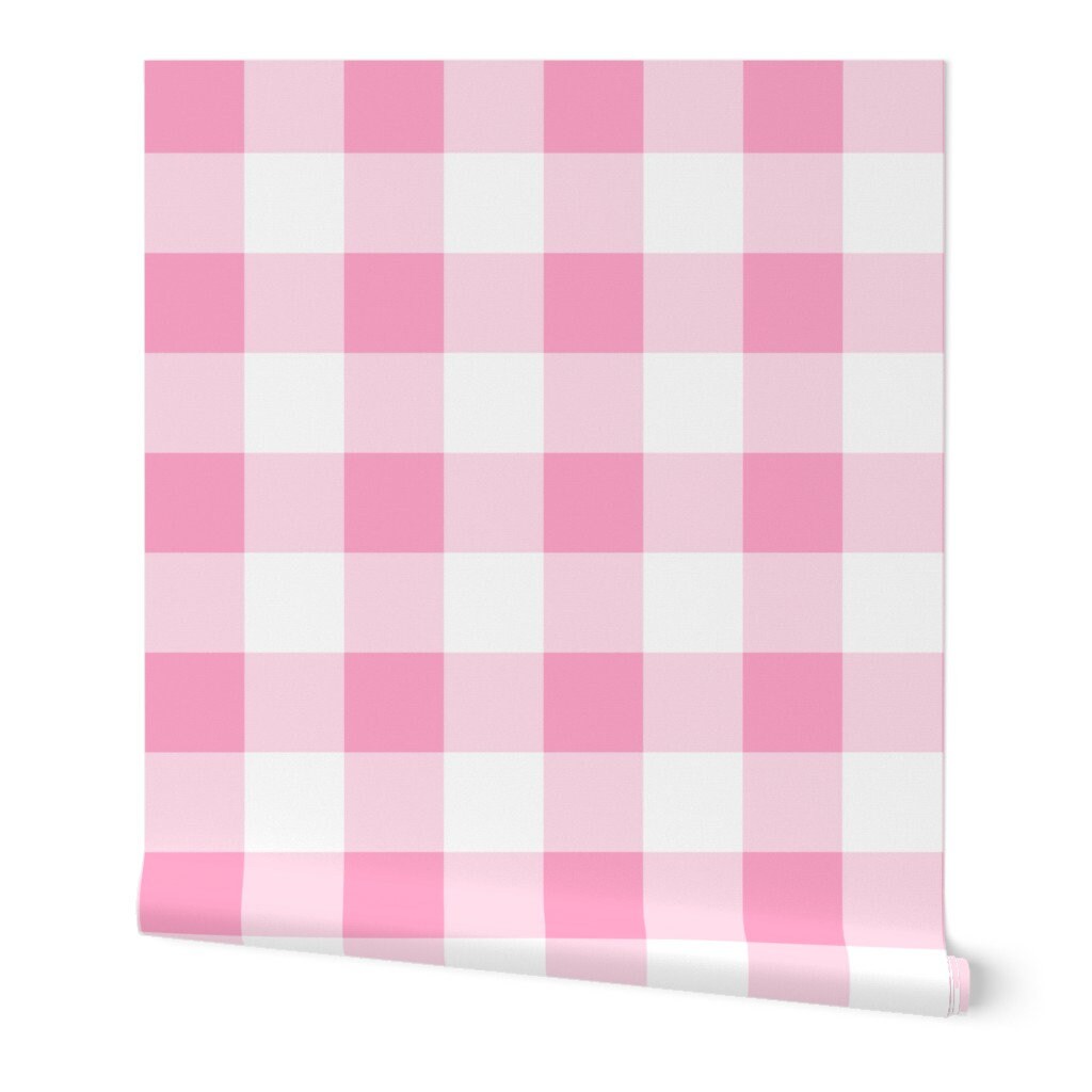 Buffalo Check Wallpaper Carnation Pink Check by - Etsy