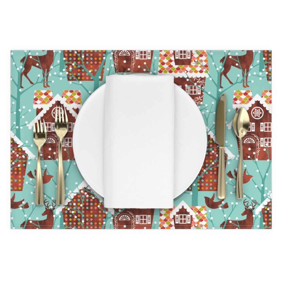 Gingerbread House Placemats set of 2 Gingerbread Houses by Etsy