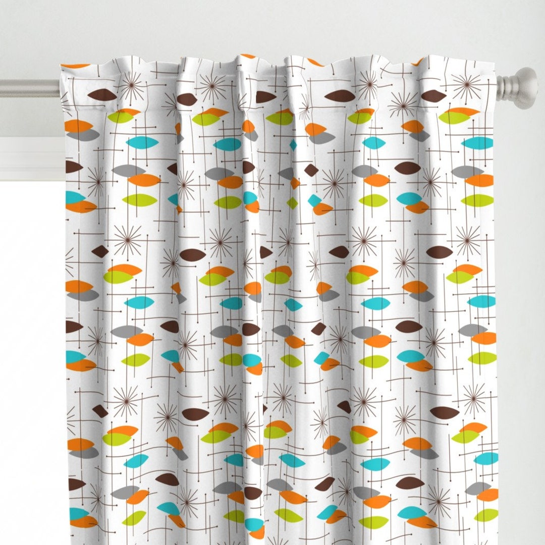 Mid Century Modern Curtain Panel - Space Age Abstract Atomic Retro ...