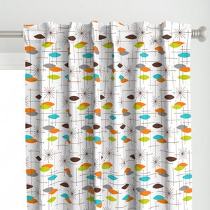 Mid Century Modern Curtain Panel - Orbs 7 by tonyanewton - Space Age Abstract Atomic Retro 1950s  Custom Curtain Panel by Spoonflower