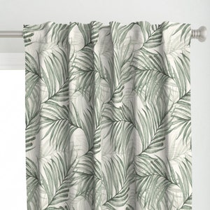 Palm Frond Curtain Panel - Palm Leaves Neutral by chicca_besso - Tropical Coastal Beach Island Custom Curtain Panel by Spoonflower