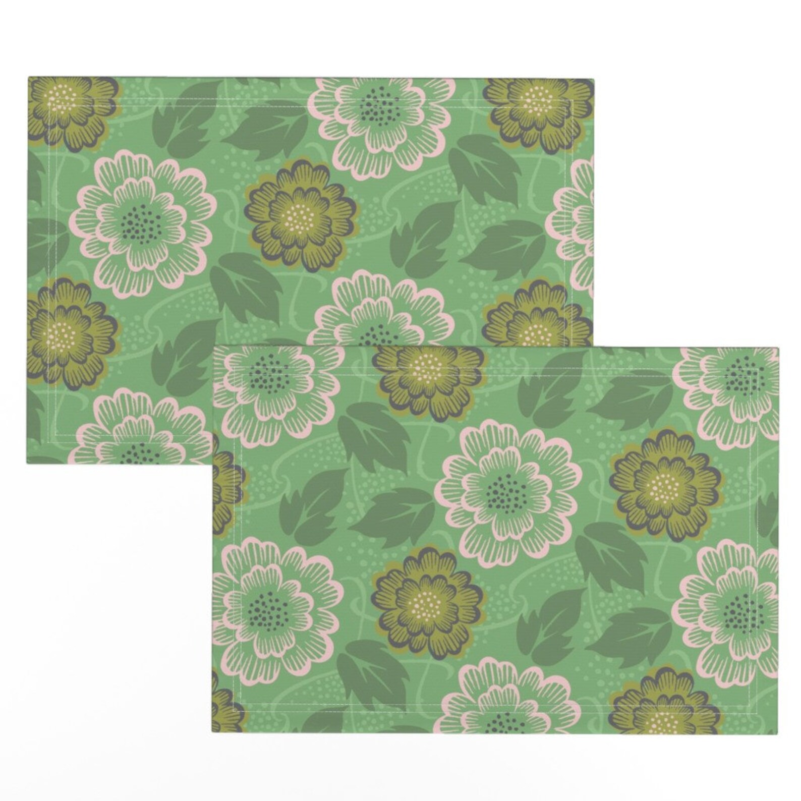Flowers Placemats set of 2 Vintage Floral by Studiojenny Etsy