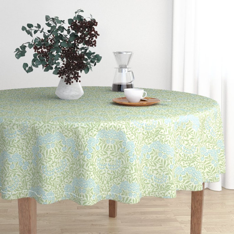 William Morris Woodblock by chantal/_pare Botanical Cotton Sateen Circle Tablecloth by Spoonflower Floral Round Tablecloth