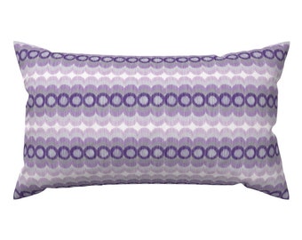 Ikat Accent Pillow - Scalloping Ikat Purple And Gray by boxwood_press - Circles Scallop Purple Rectangle Lumbar Throw Pillow by Spoonflower