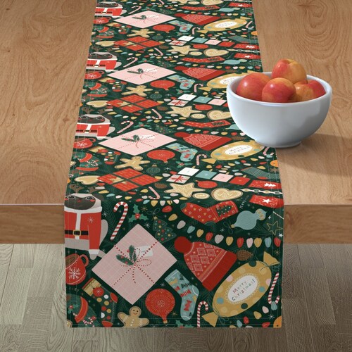 Retro Holiday Table Runner Tree Topped Christmas by Etsy