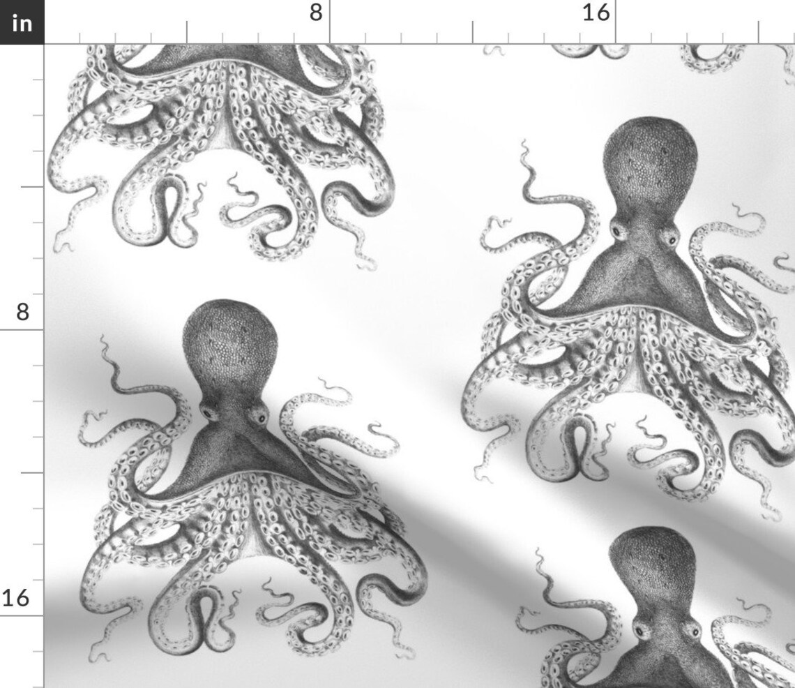 Nautical Throw Blanket Octopus Oasis Charcoal by Etsy