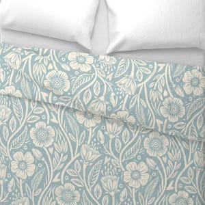 Blue Wildflowers Bedding - French Country Cottage by thatpolymath_shellym - Cream Floral Pastel Cotton Sateen Duvet Cover OR Pillow Shams image 4