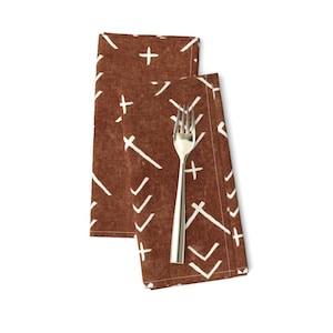 Neutral Mudcloth Dinner Napkins (Set of 2) - Mudcloth Arrows Rust by littlearrowdecor - Cream Rust Arrows Cloth Napkins by Spoonflower
