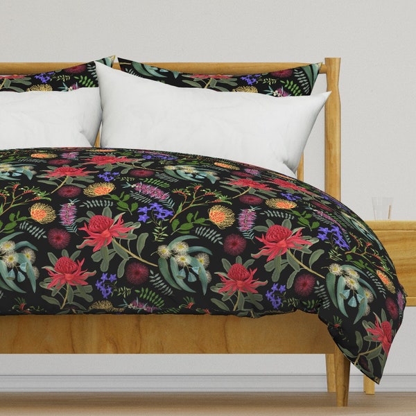 Black Floral Duvet Etsy