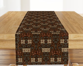 Antique Style Table Runner - Art Nouveau Edwardian Roses Art Deco Cotton Sateen Table Runner - Arts And Crafts York Roses by muhlenkott
