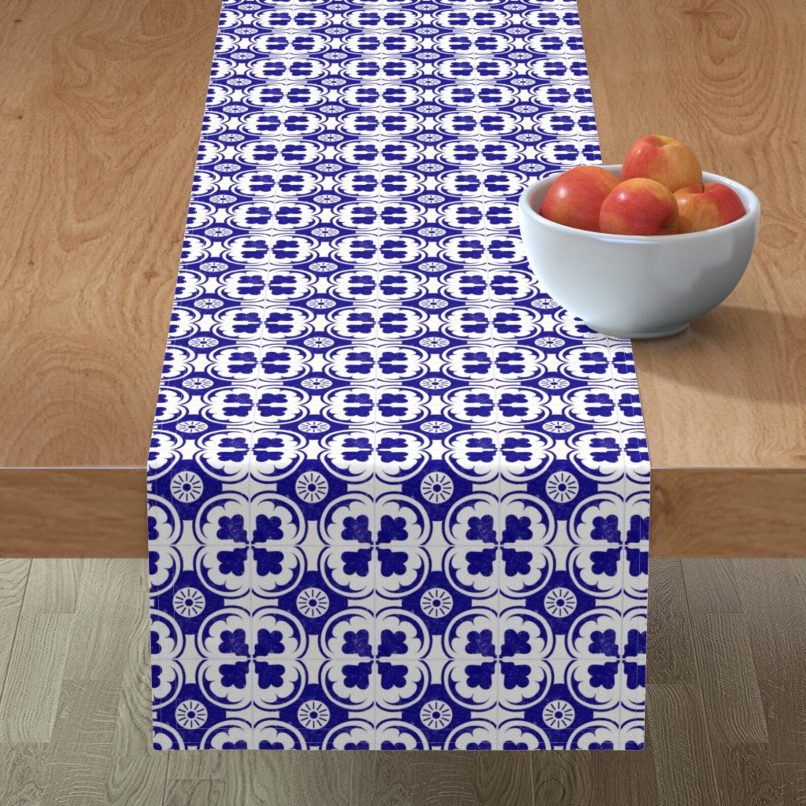 Geometric Table Runner Spanish Tiles in Mediterranean by Etsy