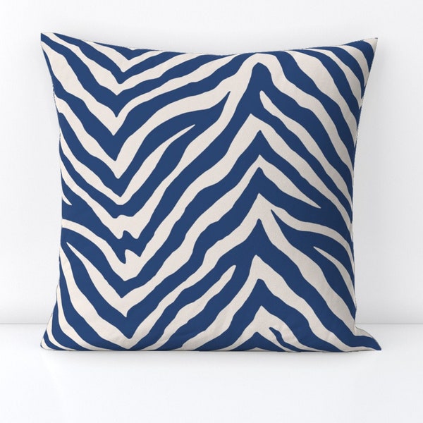Navy Zebra Pillow Etsy
