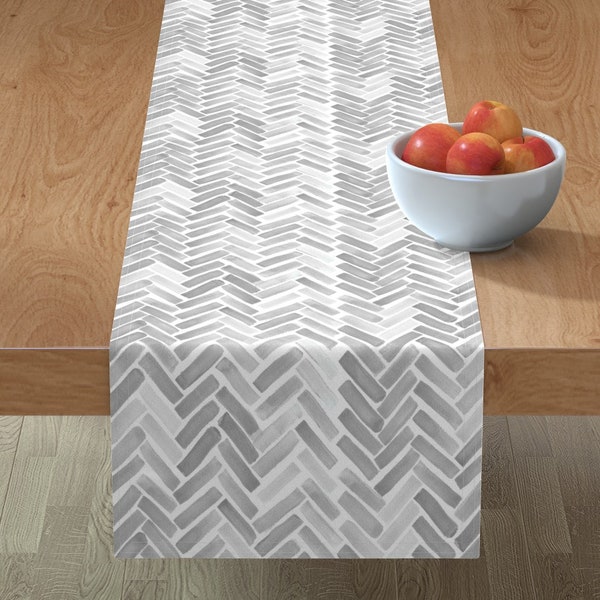 Gray Chevron Table Runner Etsy