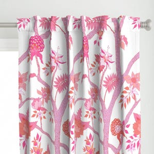 Peony Floral Curtain Panel - Peony Branch by danika_herrick - Chinoiserie Large Scale Pink Orange Custom Curtain Panel by Spoonflower