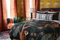 Maximalist Jungle Cotton Bedding Collection - Boho Tiger Earth Jewel Tones Bohemian Luxe Printed Duvet Cover, Sheet Set, and Pillow Shams