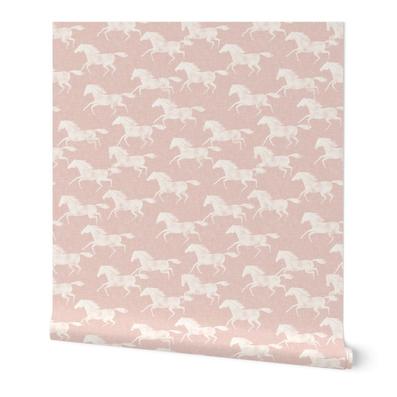 Equestrian Pink Wallpaper Pink Wild Horses by Etsy