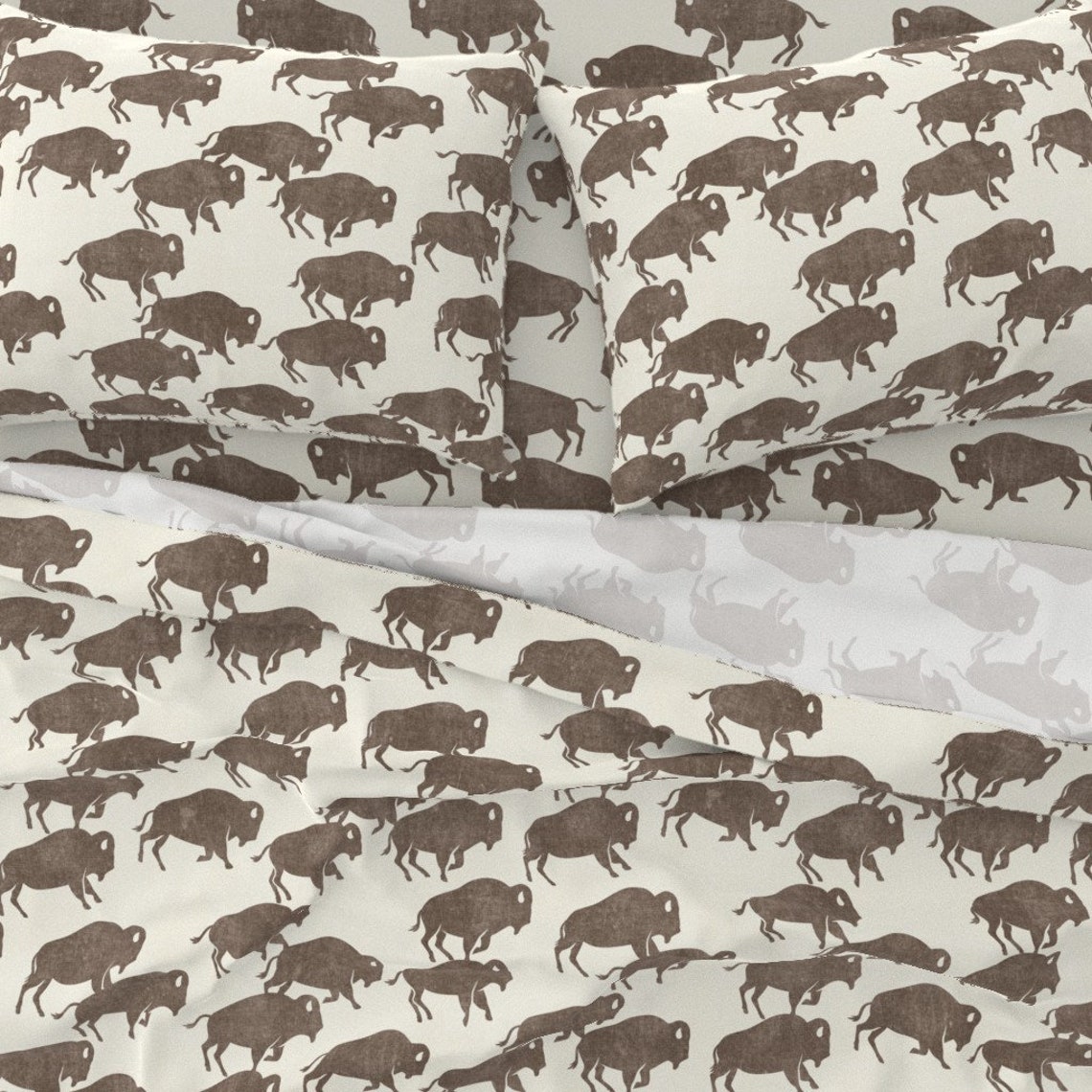 Brown Painted Bison Sheets Taupe Bison by littlearrowdecor Etsy