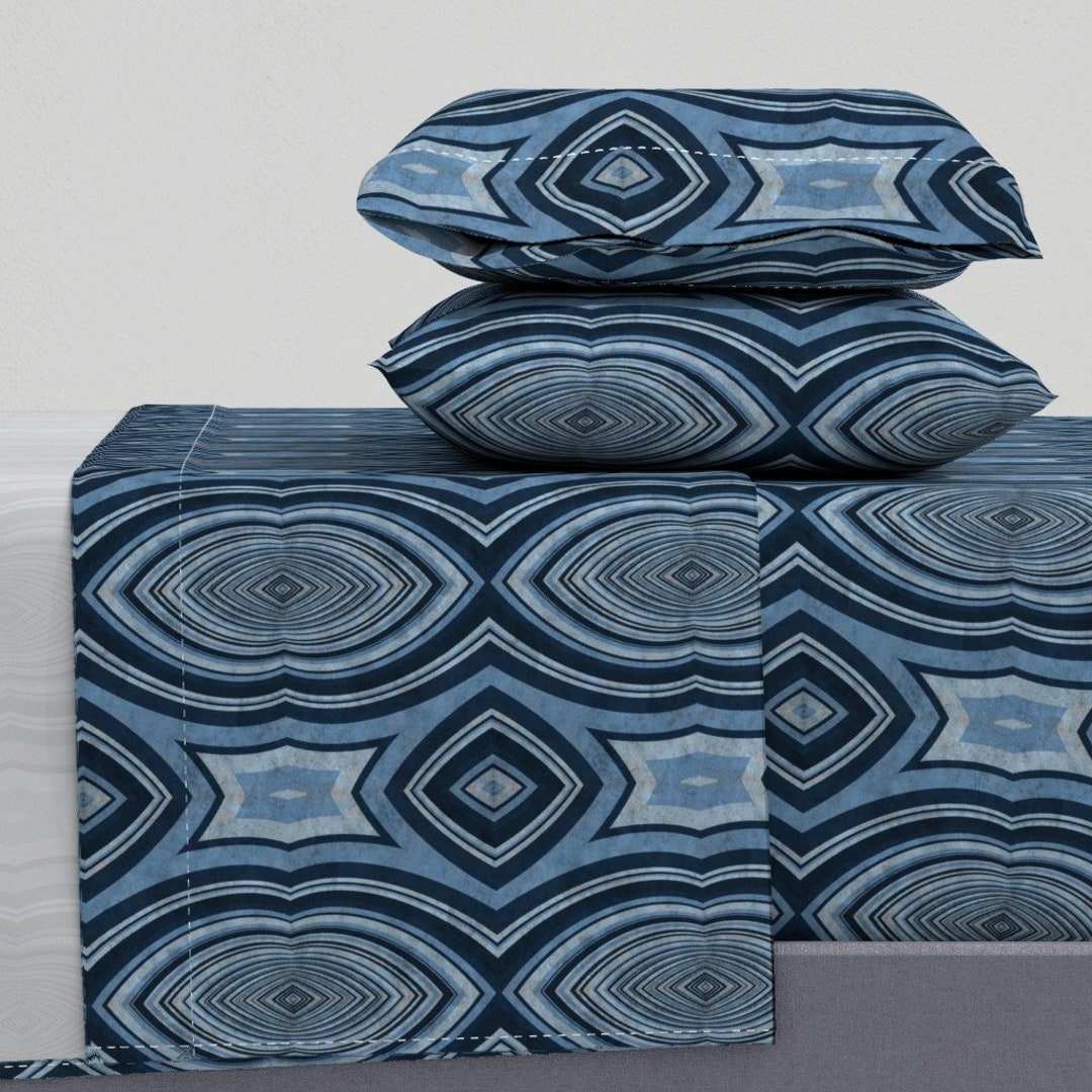 Blue and Black Sheets Art Deco Dark Blue by Variable - Etsy