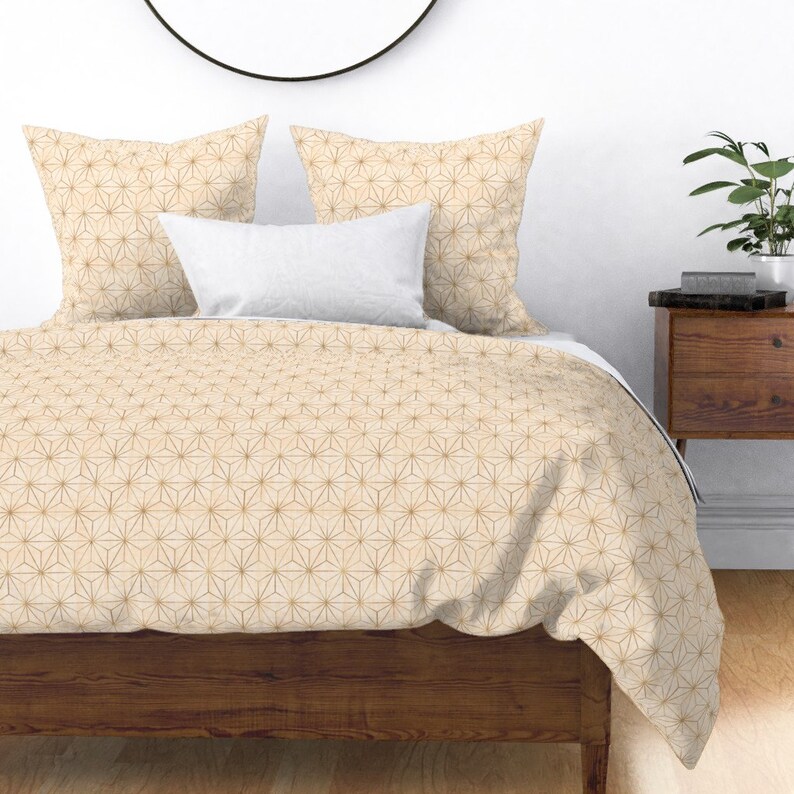 Peach Gold by crystal/_walen Tessellation Mod Nursery Cotton Sateen Pillow Sham Bedding by Spoonflower Star Geo Geometric Pillow Sham