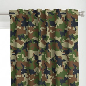 Camouflage Curtain Panel - Woodland Camo Pattern by artpics - Woodland Forest Camo Boy Nursery Decor  Custom Curtain Panel by Spoonflower