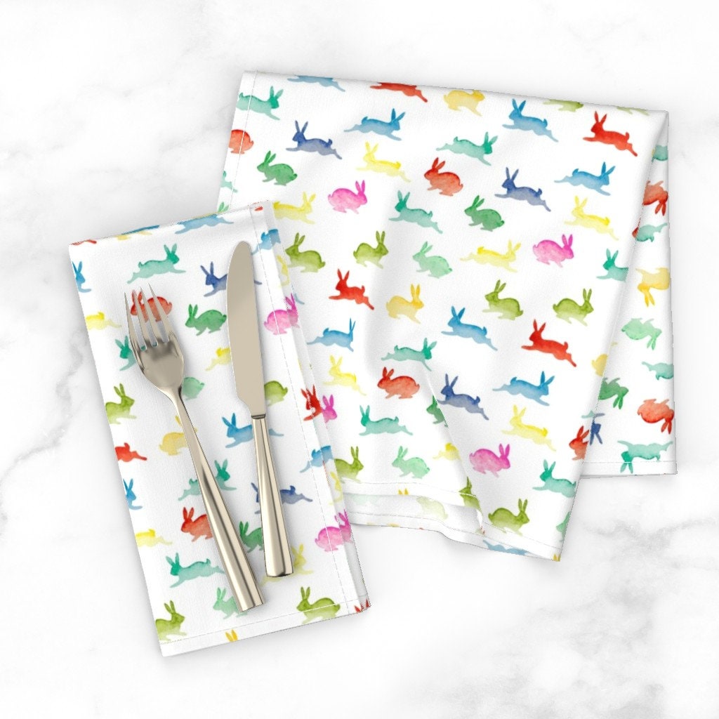 Discover Rainbow Rabbits - Easter Bunny Spring Colorful Napkins