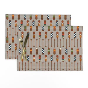 Canoe Oars Placemats (Set of 2) - Lake Oars by melanie_hodge - Rustic Lake House Rowing Crew Fishing Camping Cloth Placemats by Spoonflower