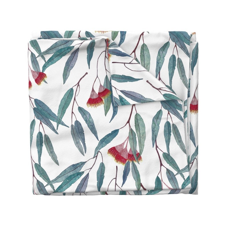 Eucalyptus Duvet Cover Eucalyptus Leaves and Flowers by Etsy