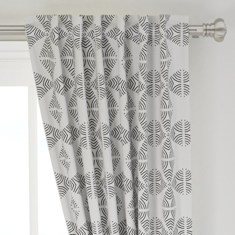 Mudcloth Geometric Black And White by red/_raspberry/_design Plus Custom Curtain Panel by Spoonflower Geometric Curtain Panel