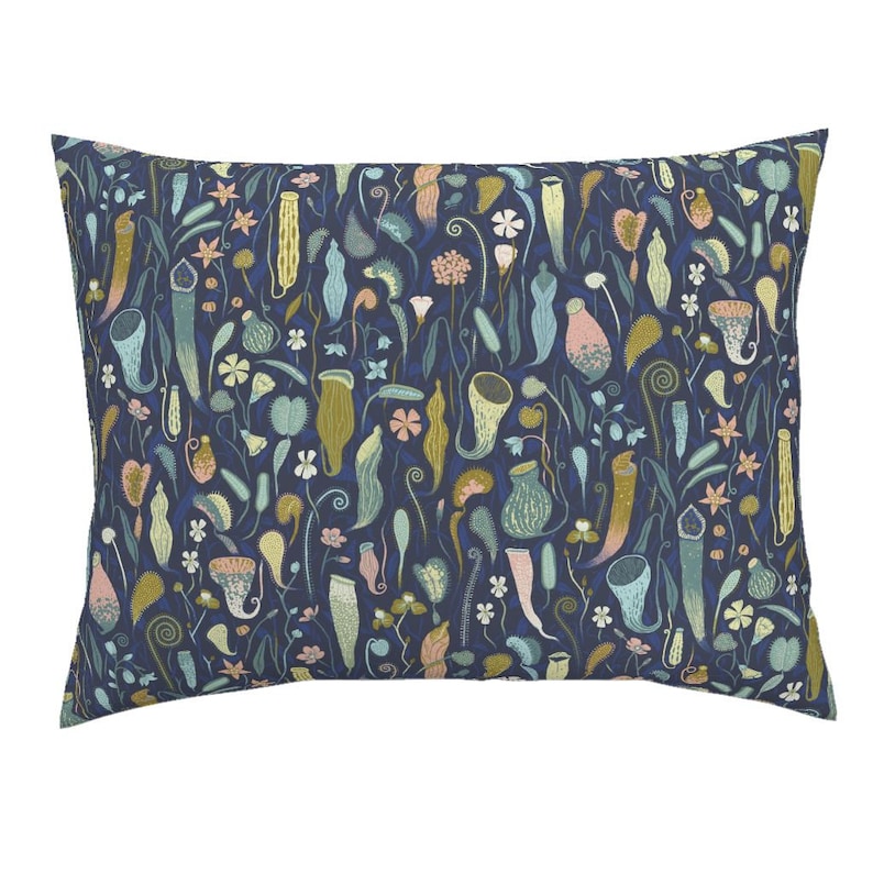Fool/'s Paradise dark by danlehman Plants Pillow Sham Botanical Cotton Sateen Pillow Sham Bedding by Spoonflower