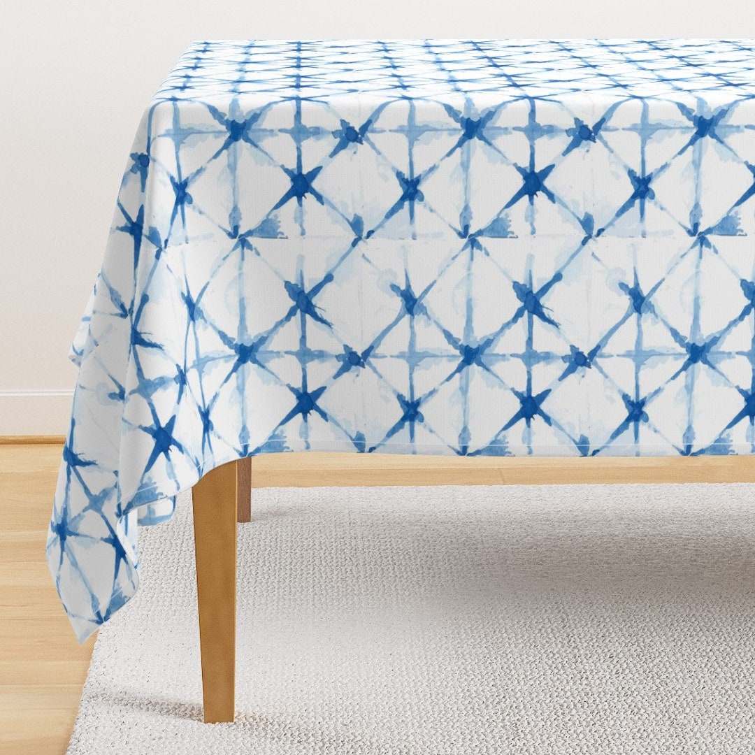 Blue Tablecloth Shibori by Tasiania Tile Indigo Shibori Etsy UK
